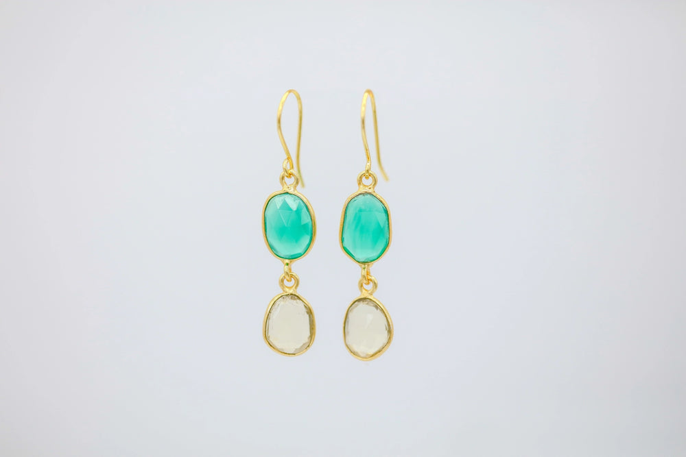 Green Onyx & Citrine Drop Earrings by Made Design Jewelry