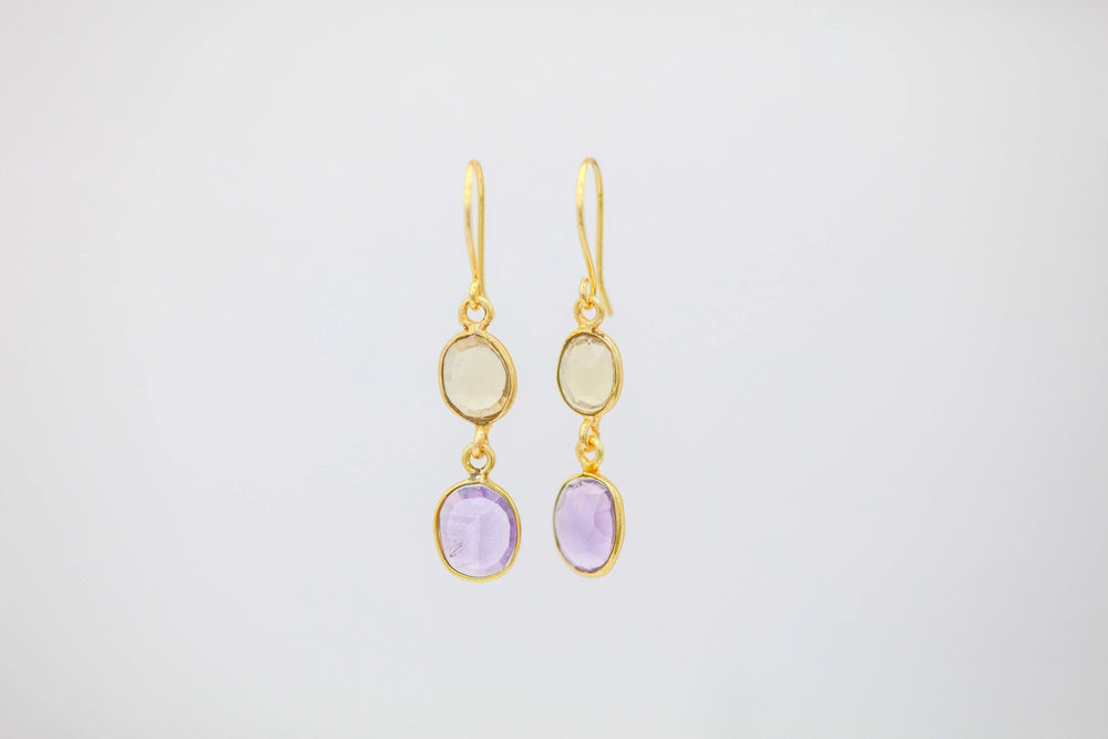 Citrine & Amethyst Drop Earrings – view 2