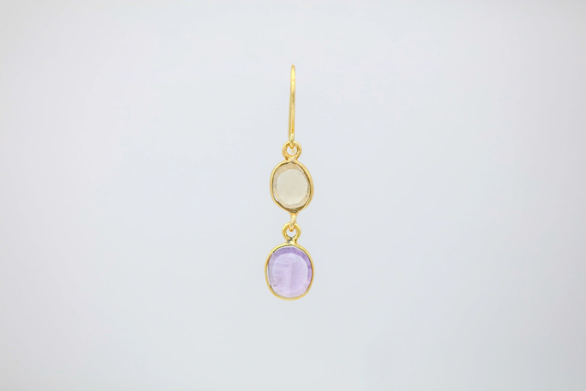 Citrine & Amethyst Drop Earrings by Made Design Jewelry
