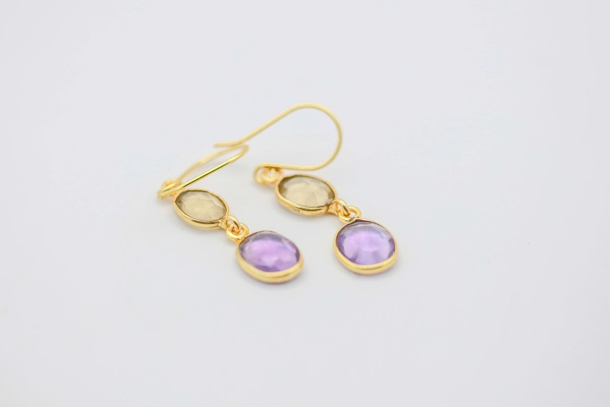 Amethyst & Citrine Drop Earrings by Made Design Jewelry