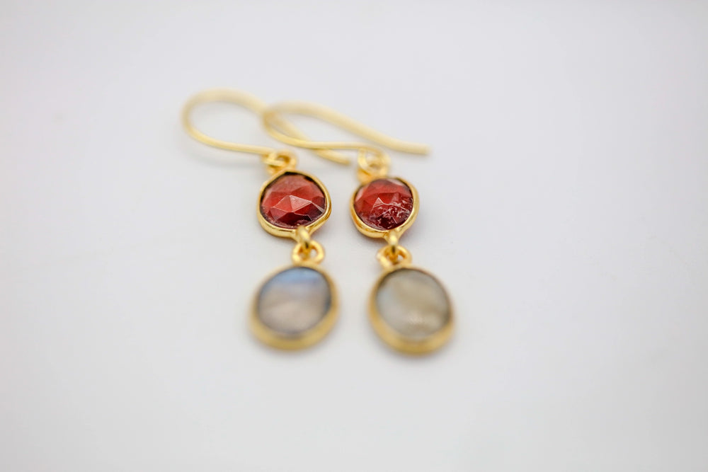 Garnet & Labradorite Drop Earrings by Made Design Jewelry
