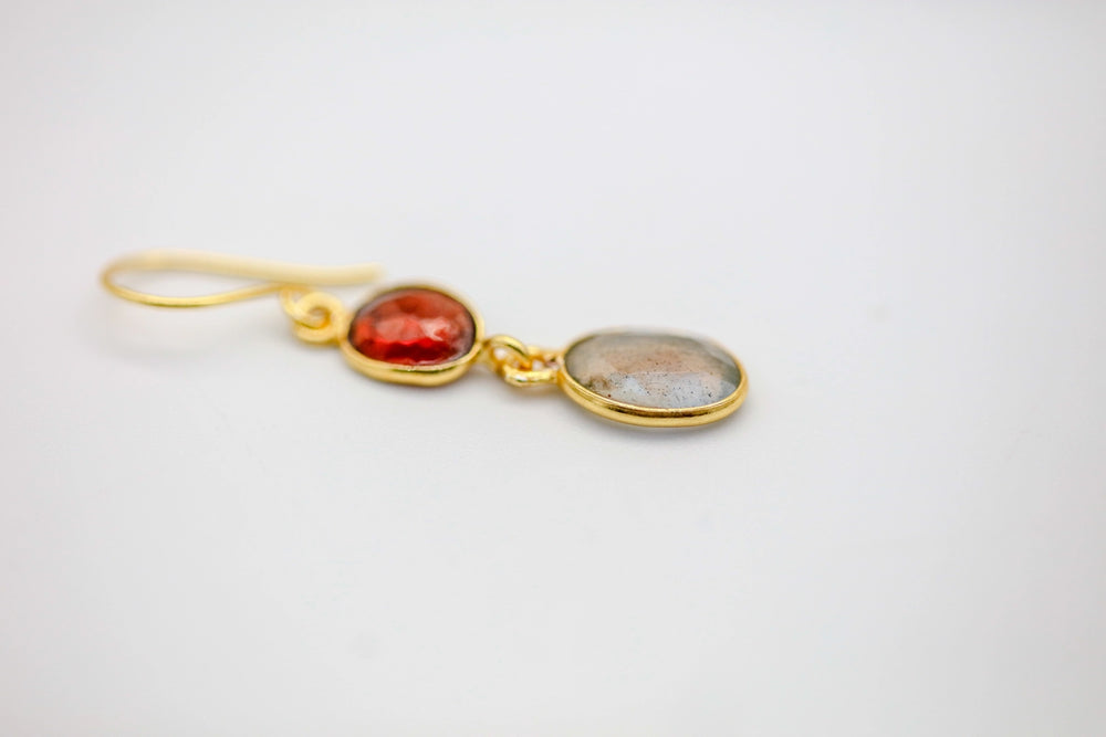 Garnet & Labradorite Drop Earrings – view 2