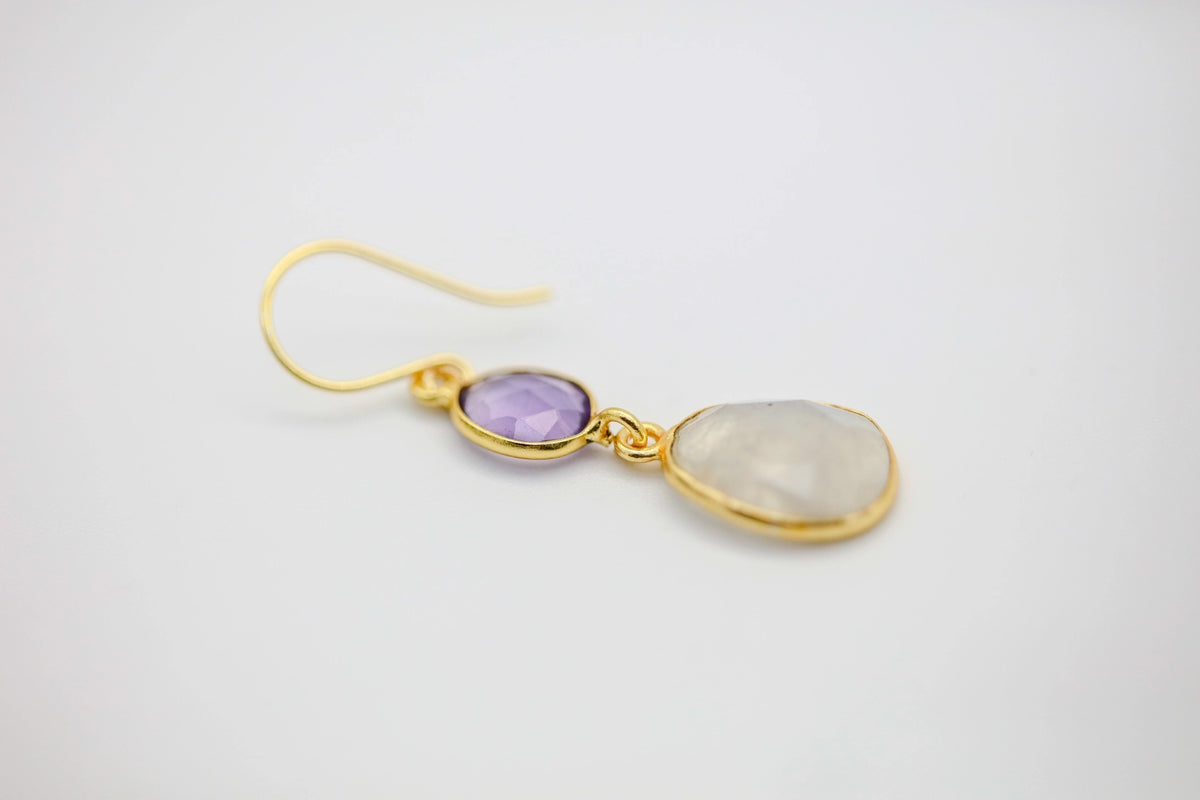 Amethyst & Moonstone Drop Earrings – view 3