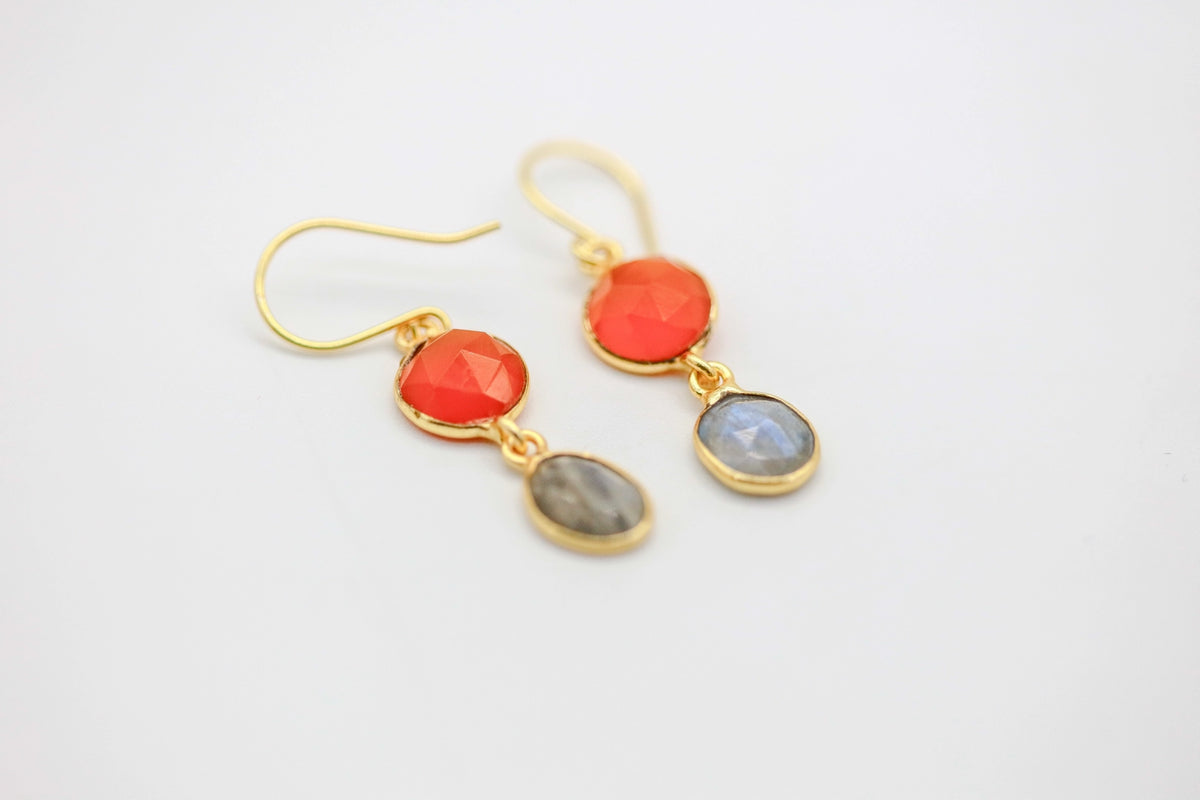 Carnelian & Labradorite Drop Earrings – view 4