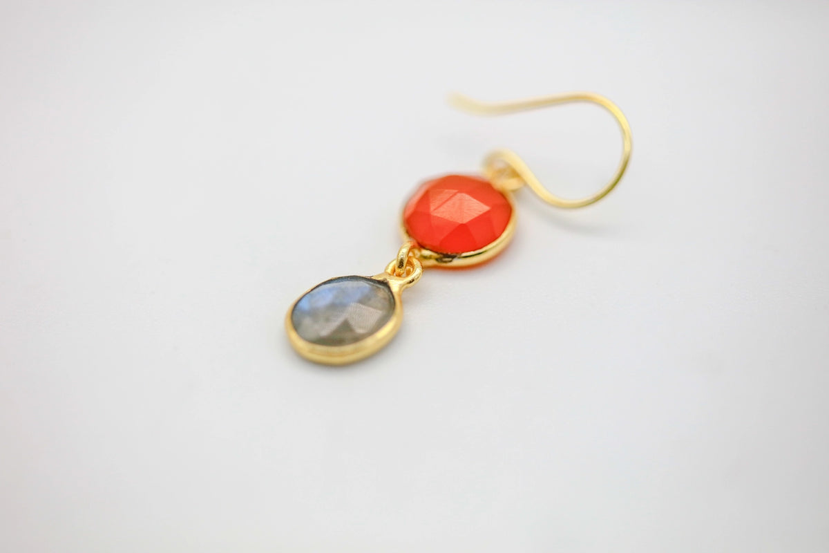 Carnelian & Labradorite Drop Earrings by Made Design Jewelry