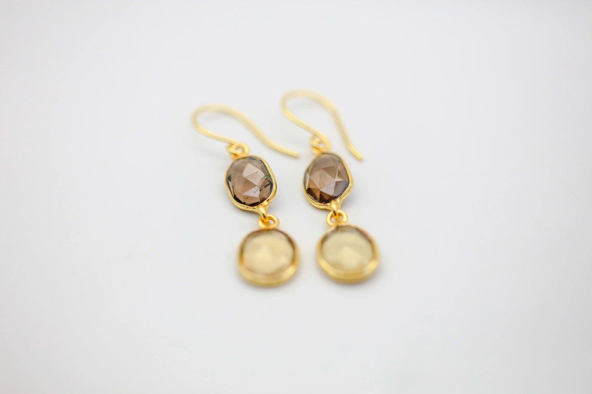 Smoky Quartz & Citrine Drop Earrings by Made Design Jewelry