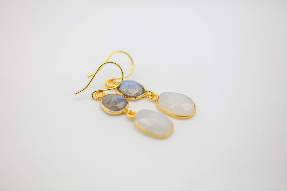 Labradorite & Moonstone Drop Earrings – view 2