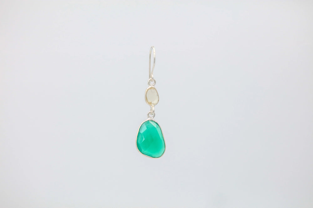 Crystal Quartz & Green Onyx Drop Earrings – view 2