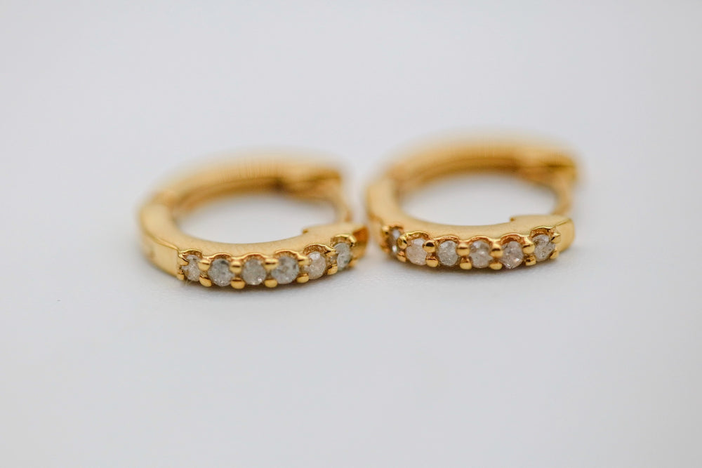 Natural Diamond Pavé Huggie Earrings in Gold Vermeil by Made Design Jewelry