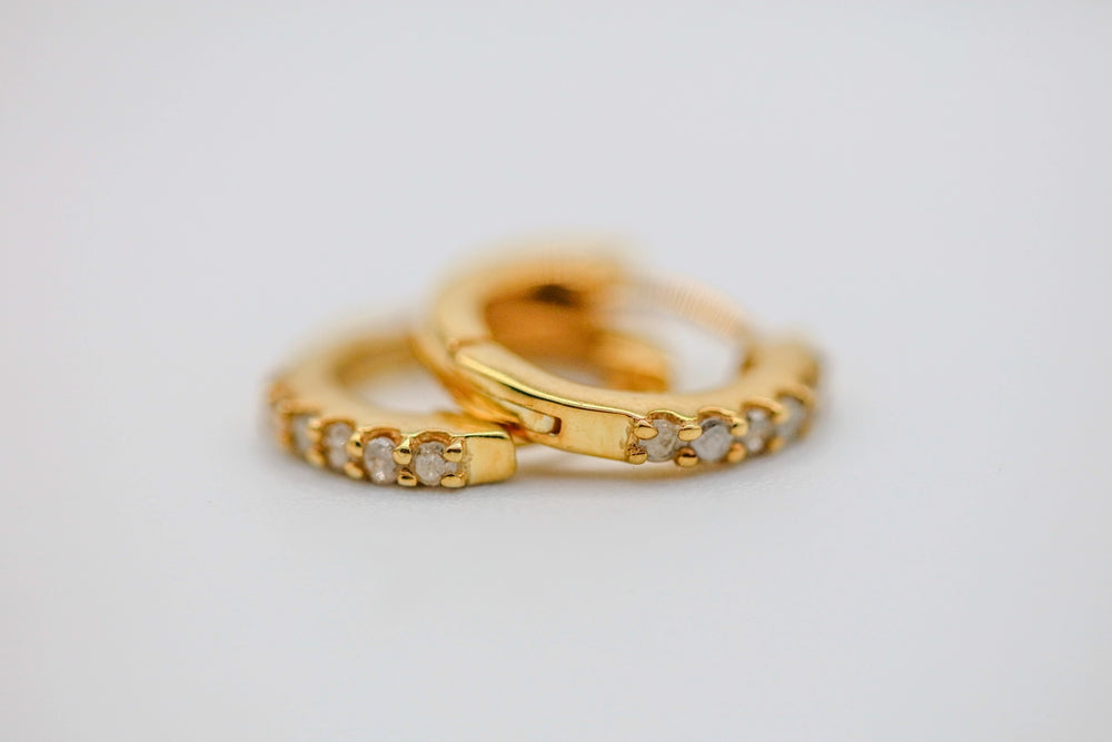 Natural Diamond Pavé Huggie Earrings in Gold Vermeil – view 2