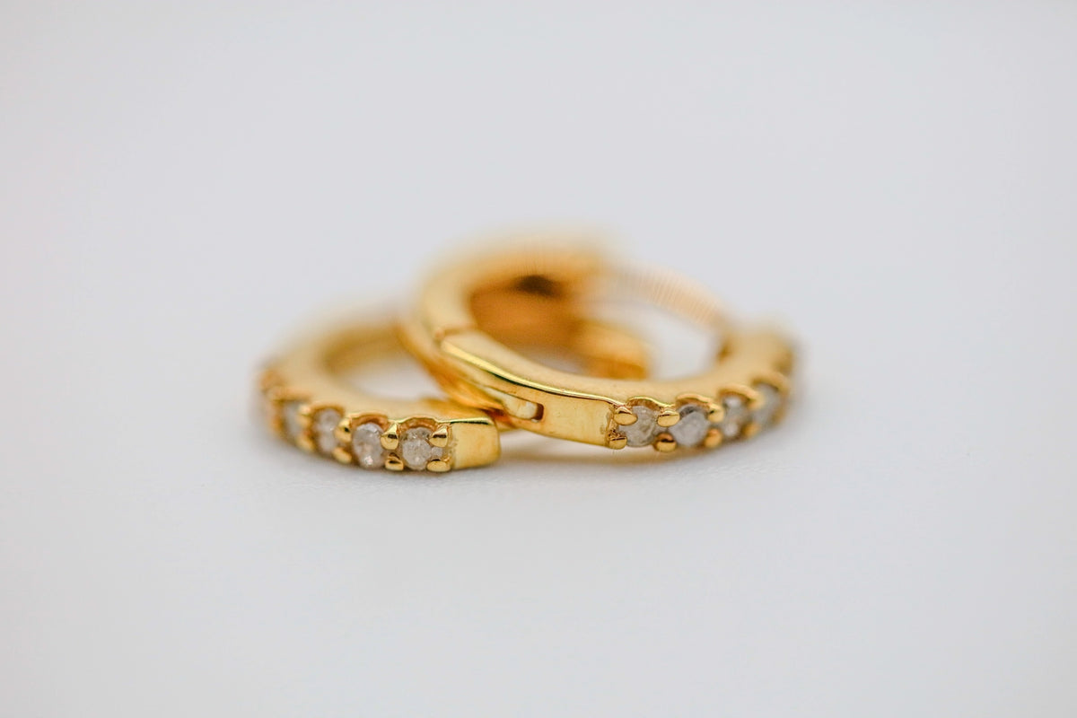 Natural Diamond Pavé Huggie Earrings in Gold Vermeil – view 2
