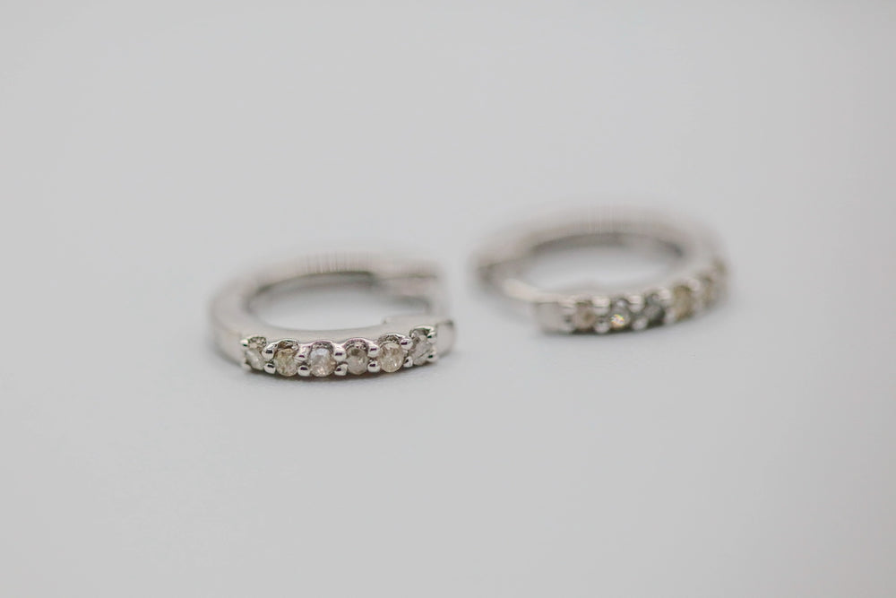Natural Diamond Pavé Huggie Earrings in Sterling Silver – view 2