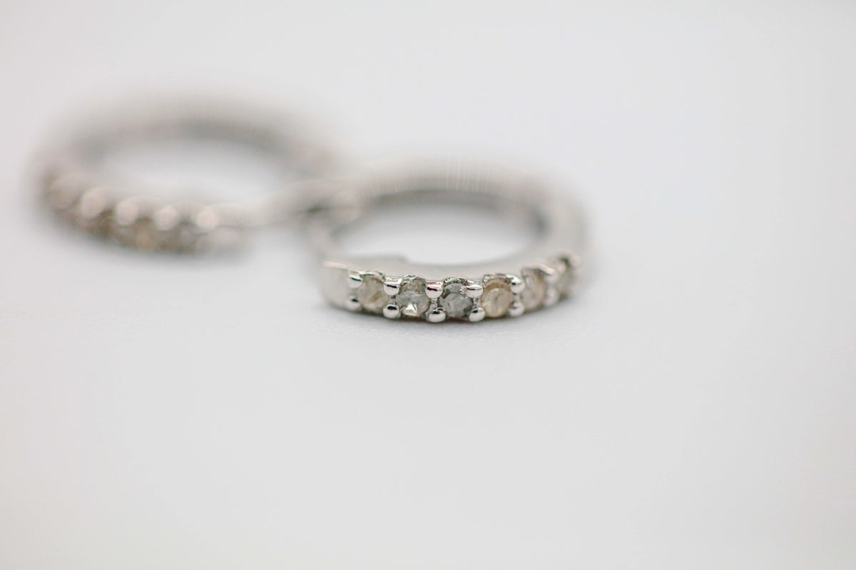 Natural Diamond Pavé Huggie Earrings in Sterling Silver – view 4
