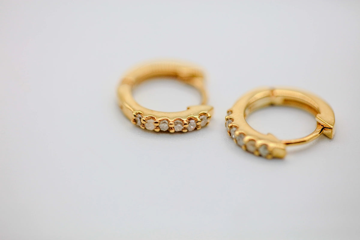 Natural Diamond Pavé Huggie Earrings in Gold Vermeil – view 3