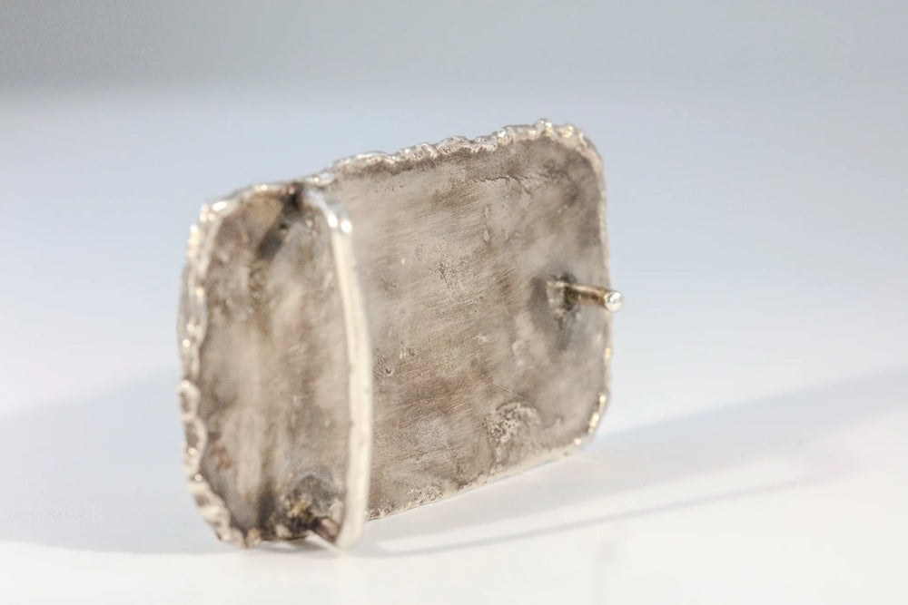 Natural boulder opal belt buckle showing ironstone matrix