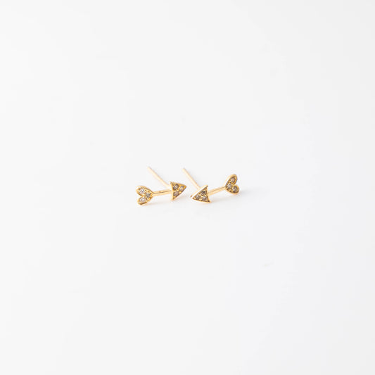 Gold 7 Diamond Arrow Stud Earrings