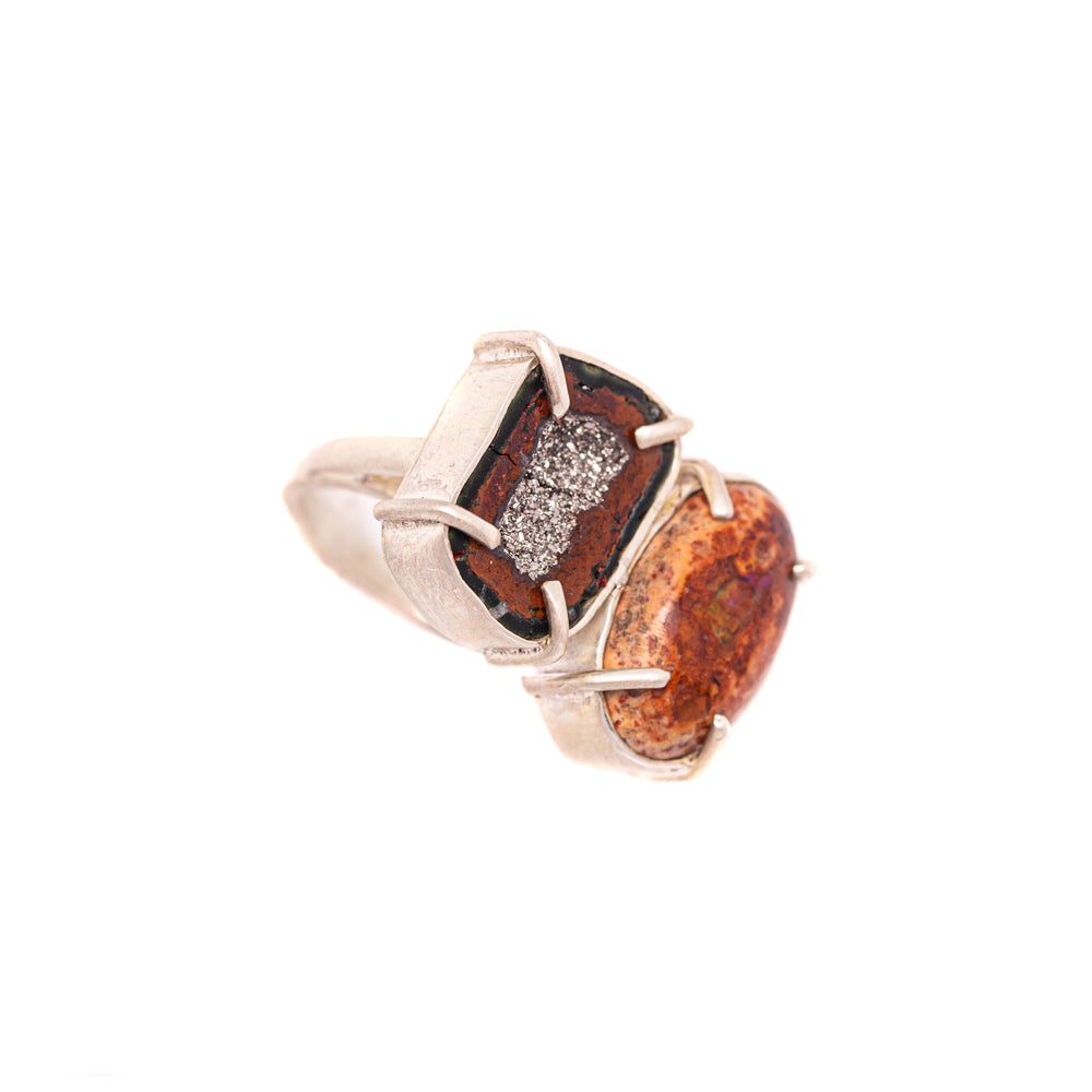 Boulder Opal & Geode Double-Stone Ring — 2020