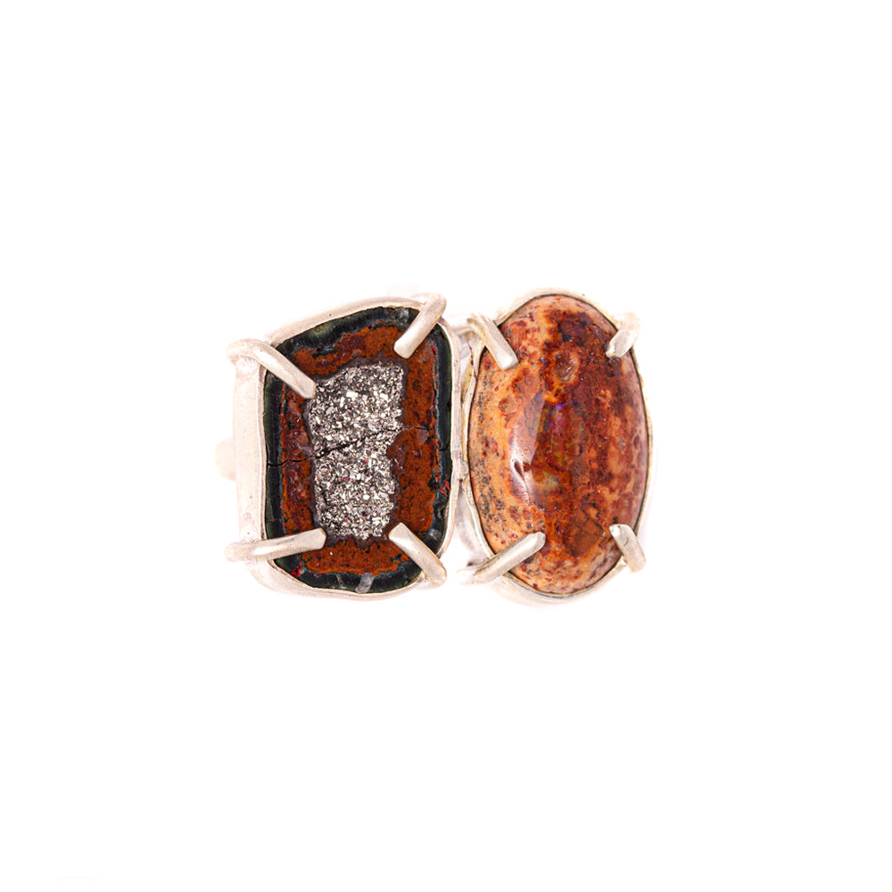Boulder Opal & Geode Double-Stone Ring — 2020