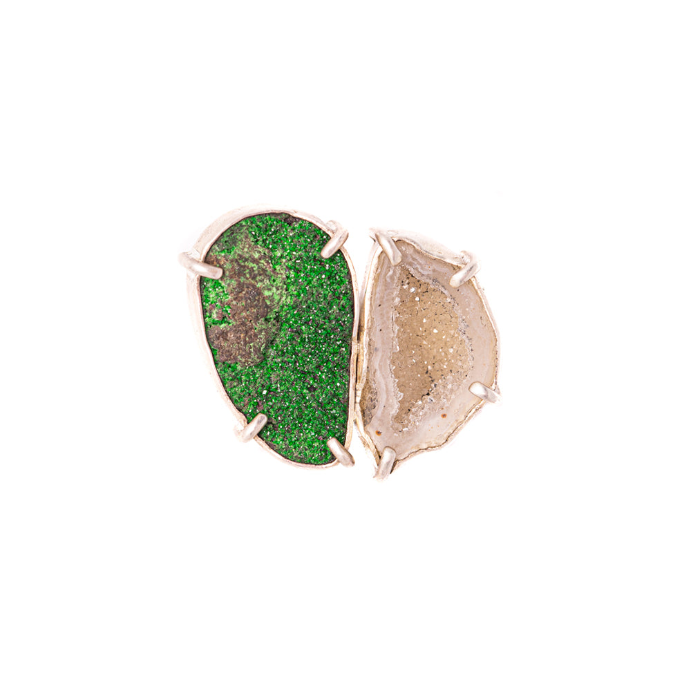 Geode & Uravite Double-Stone Ring No. 153 — 2020