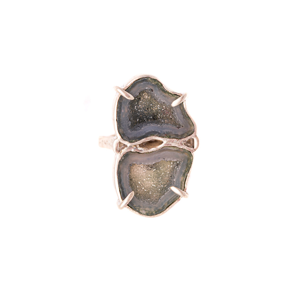 Black Geode Double-Stone Ring No. 156 — 2020