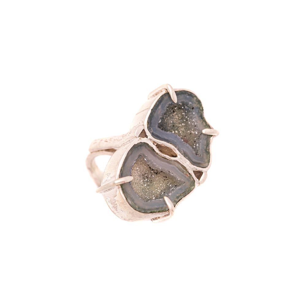 Black Geode Double-Stone Ring No. 156 — 2020