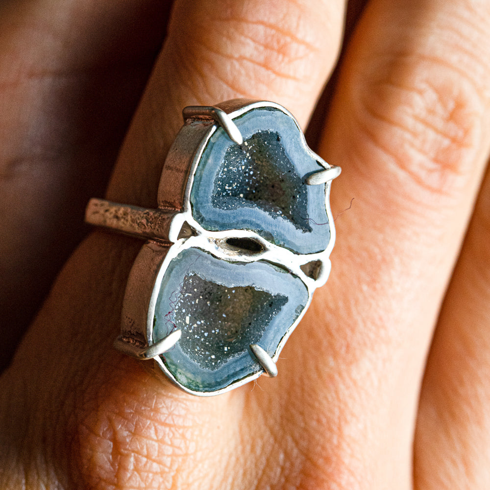 Black Geode Double-Stone Ring No. 156 — 2020