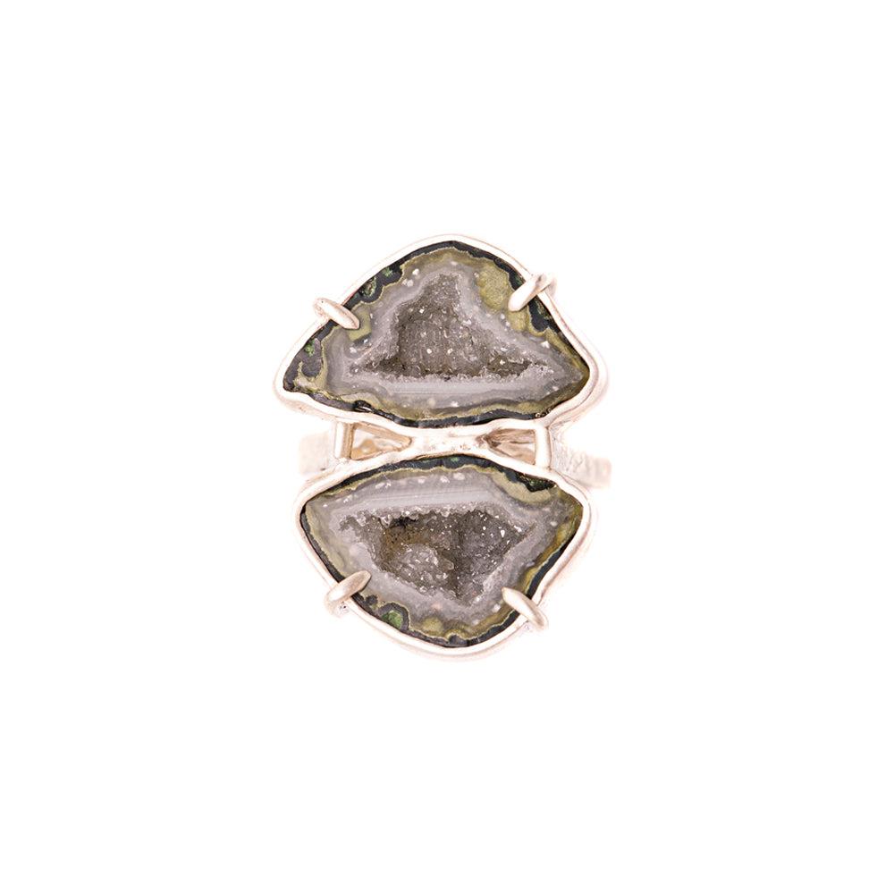 Green Geode Double-Stone Ring No. 157 — 2020