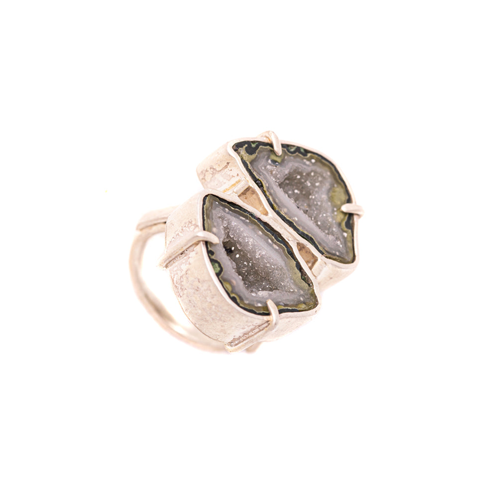 Green Geode Double-Stone Ring No. 157 — 2020