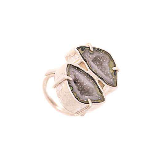 Green Geode Double-Stone Ring No. 157 — 2020