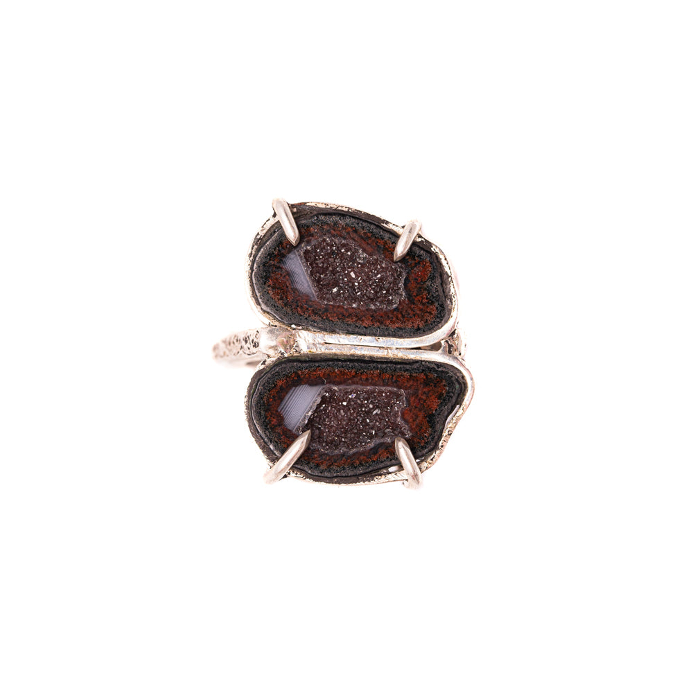 Blood Red Geode Double-Stone Ring No. 163 — 2020