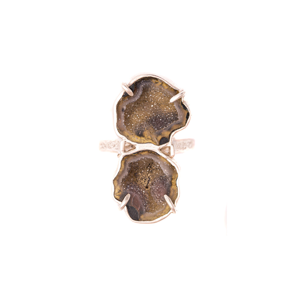 Chocolate Geode Double-Stone Ring — 2020