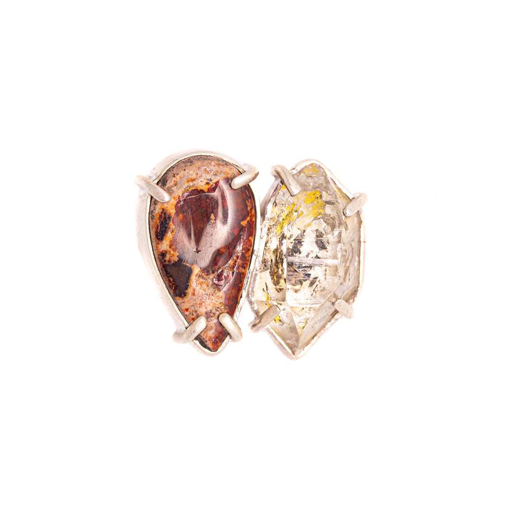 Pear Boulder Opal & Quartz Double-Stone Ring — 2020