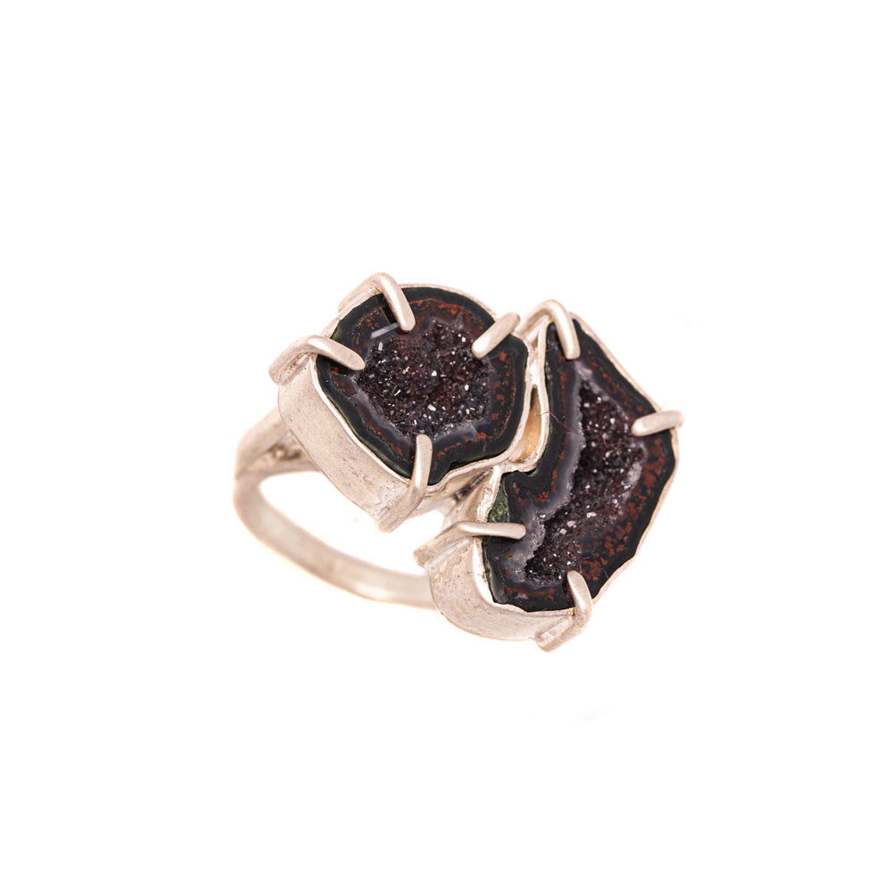 Red Geode Double-Stone Ring No. 166 — 2020