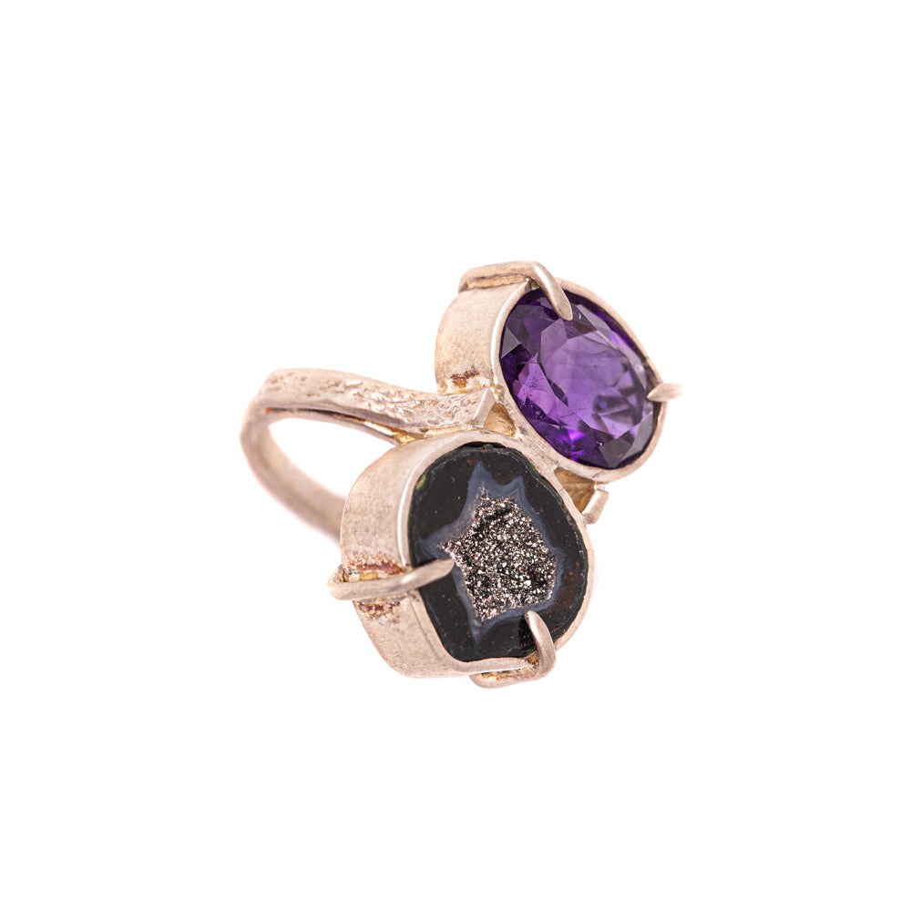 Geode & Amethyst Double-Stone Ring No. 167 — 2020
