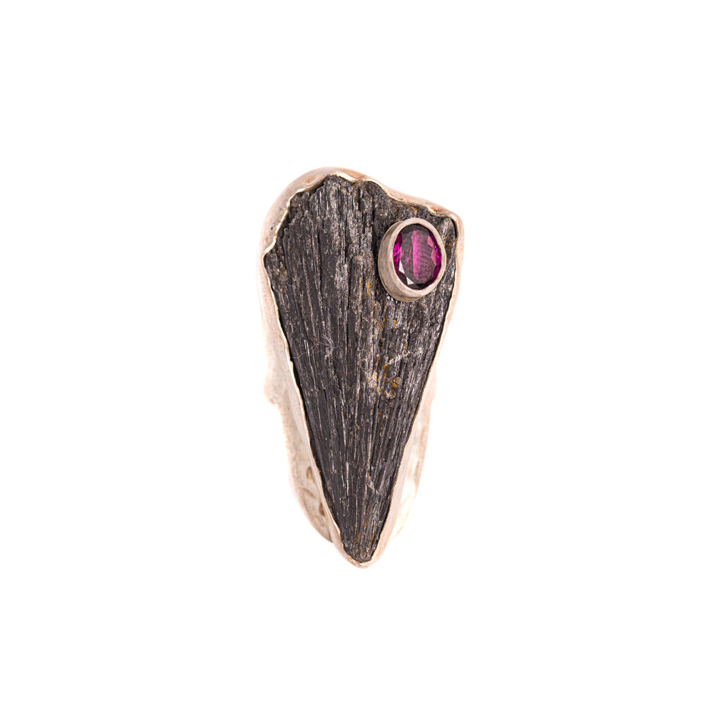 Black Kyanite & Pink Tourmaline Double-Stone Ring — 2020