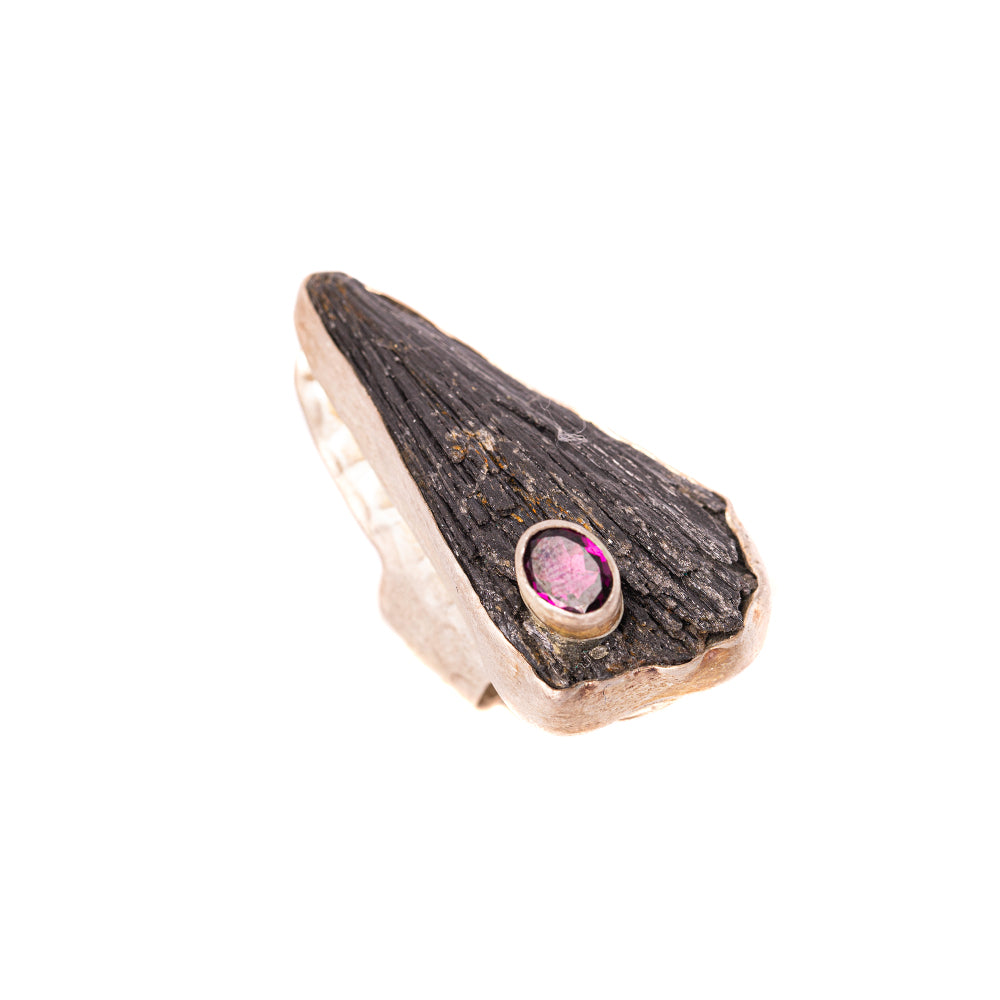 Black Kyanite & Pink Tourmaline Double-Stone Ring — 2020