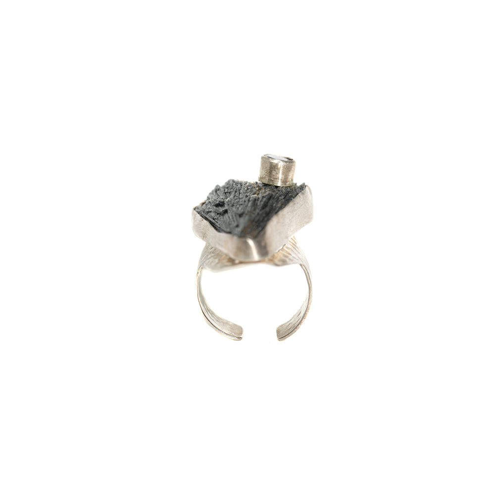 Black Kyanite & Pink Tourmaline Double-Stone Ring — 2020