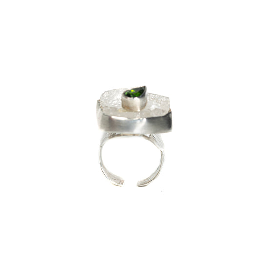 Chrome Diopside & Quartz Double-Stone Ring — 2020