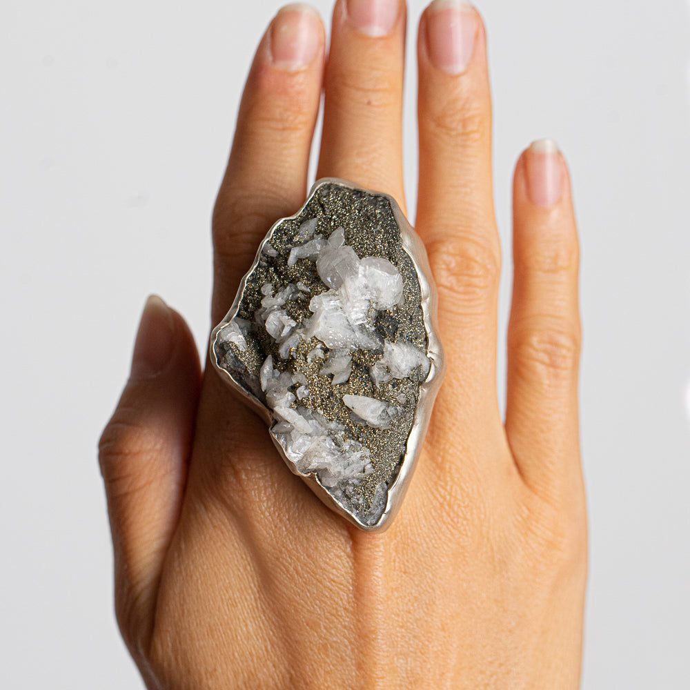 Quartz & Brown Tourmaline Double-Stone Ring — 2020