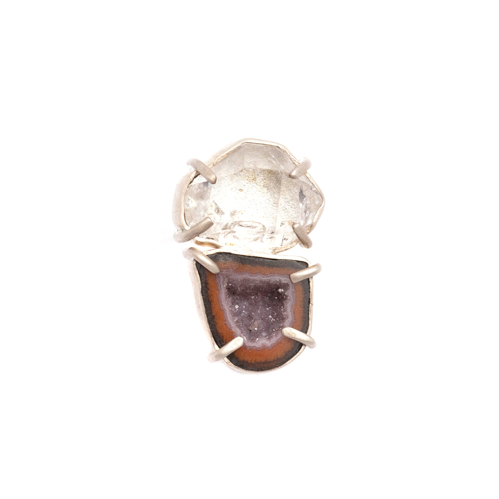 Geode & Quartz Double-Stone Ring No. 92 — 2020