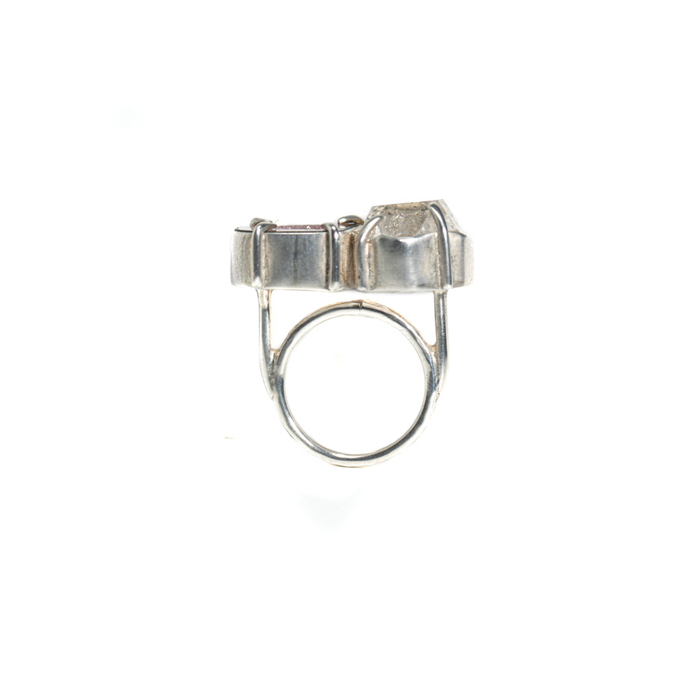 Geode & Quartz Double-Stone Ring No. 92 — 2020