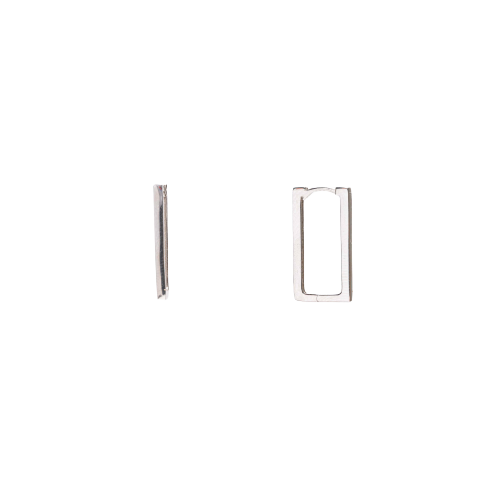 Silver Minimalist Square Hoop Earring