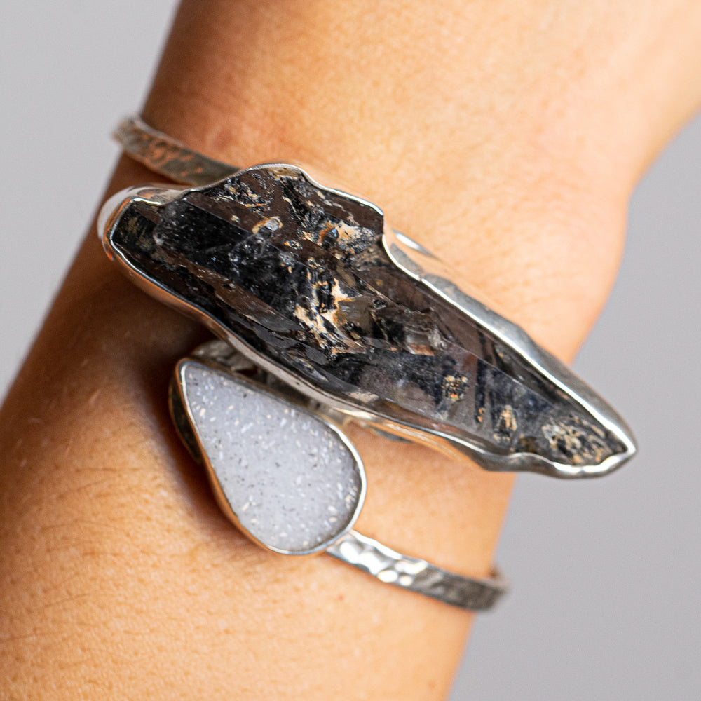 Black Tourmaline-in-Quartz & Druzy Cuff — 2020