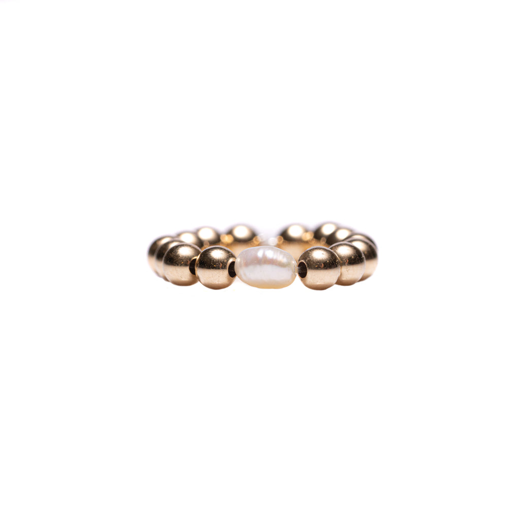 Japanese Pearl & 14K Gold Bead Ring — 2021