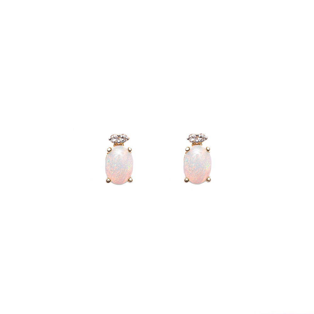 Glass Opal & White Diamond Earrings — 2021