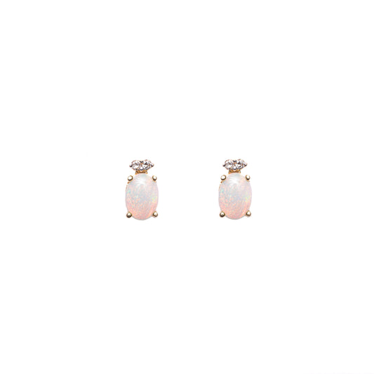 Glass Opal & White Diamond Earrings — 2021
