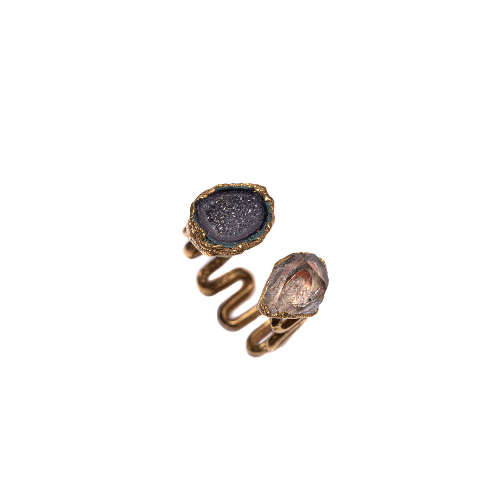 Herkimer Diamond Geode Wavy Band Ring — 2021