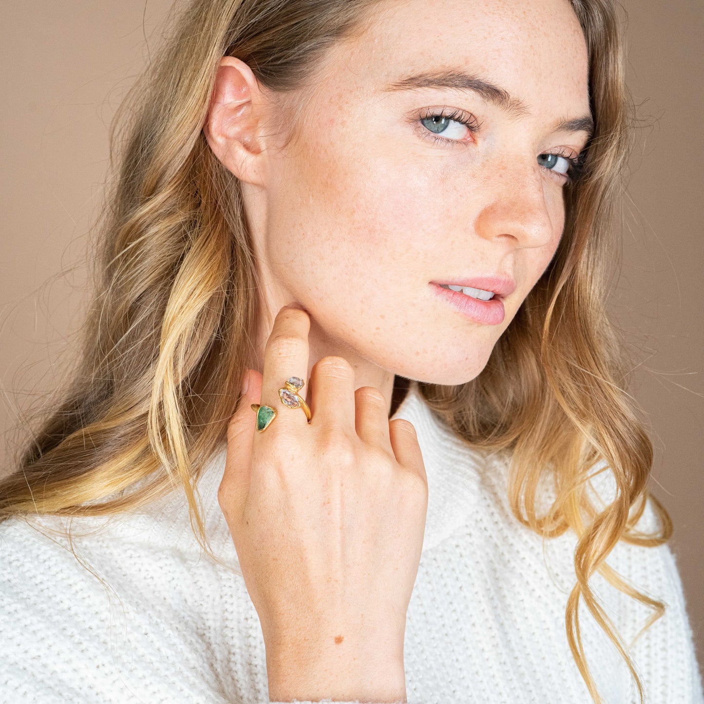 Herkimer Diamond & Chrysoprase Ring — 2021