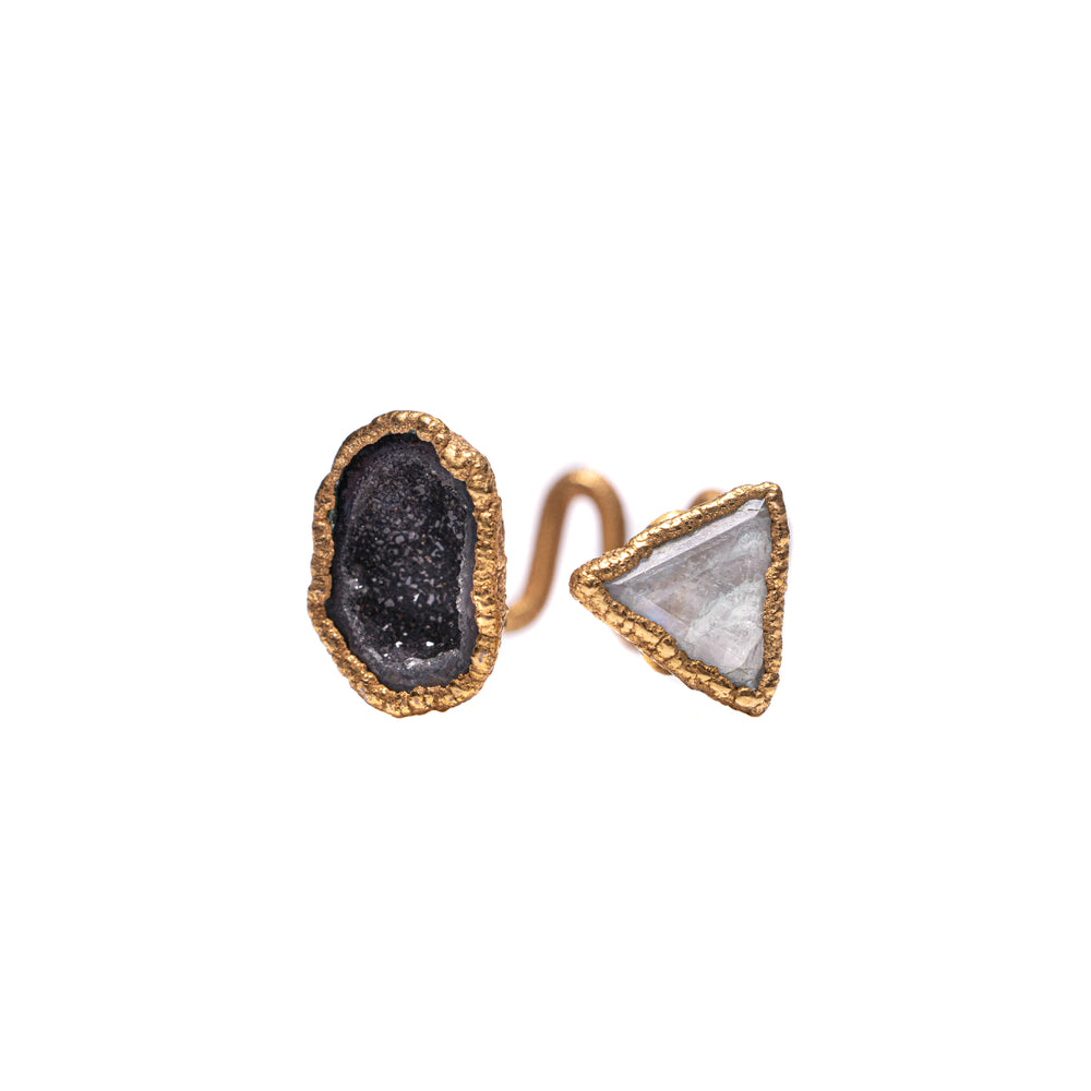 Geode & Moonstone Wavy Band Ring — 2021