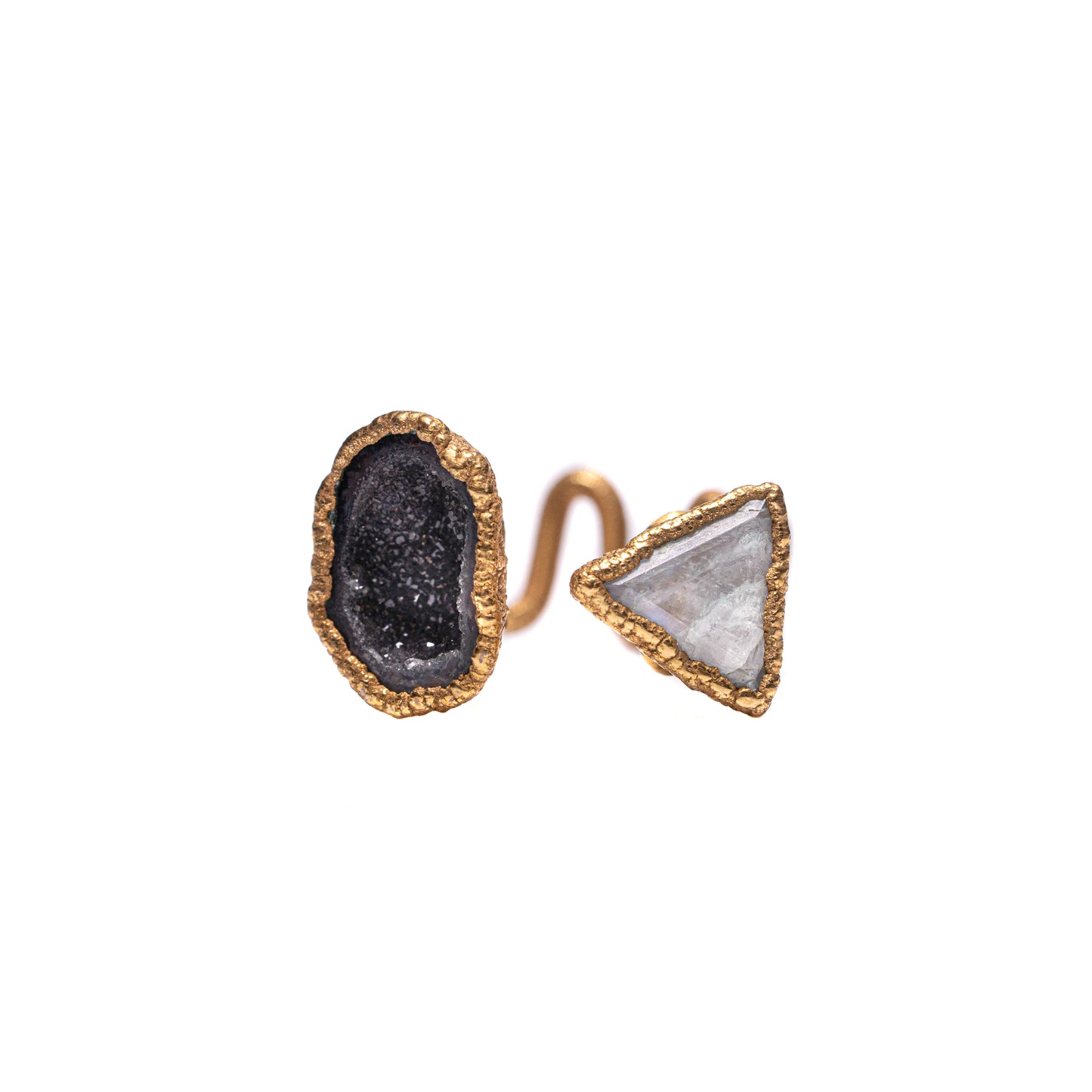Geode & Moonstone Wavy Band Ring — 2021